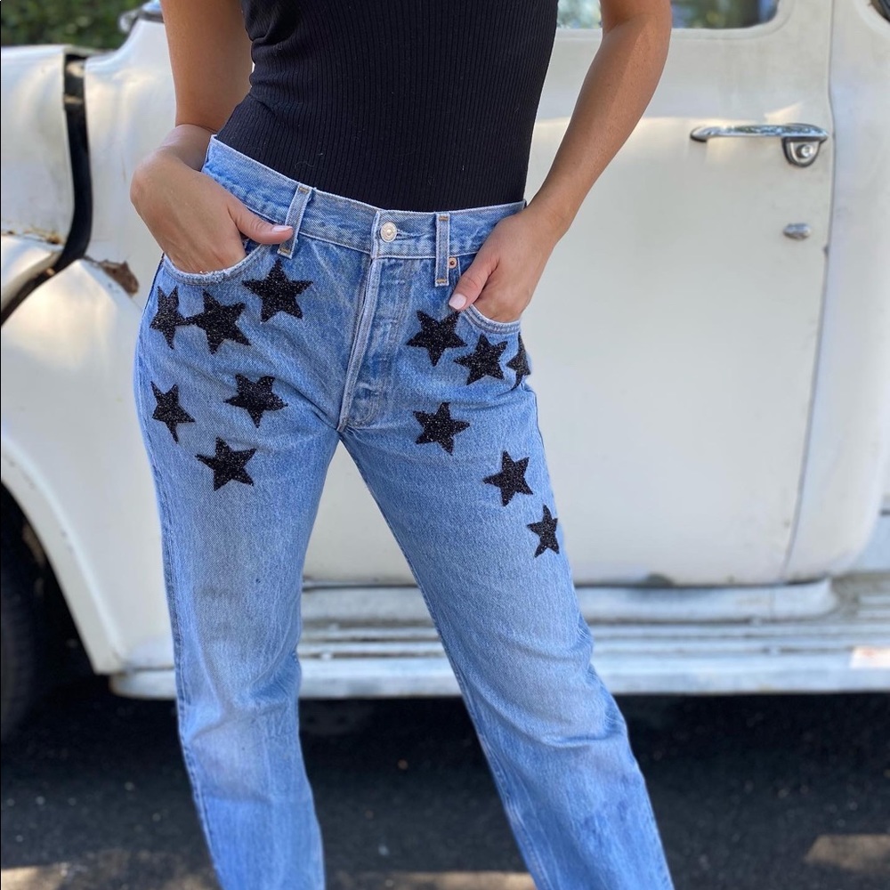 Vintage 501 Levi’s with black beaded stars